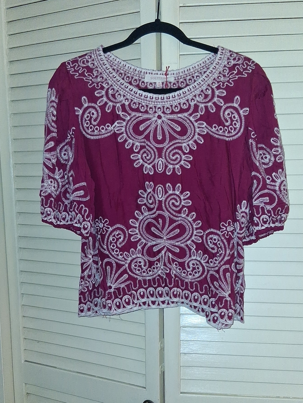 Solitaire Embroidered Magenta Boho Blouse